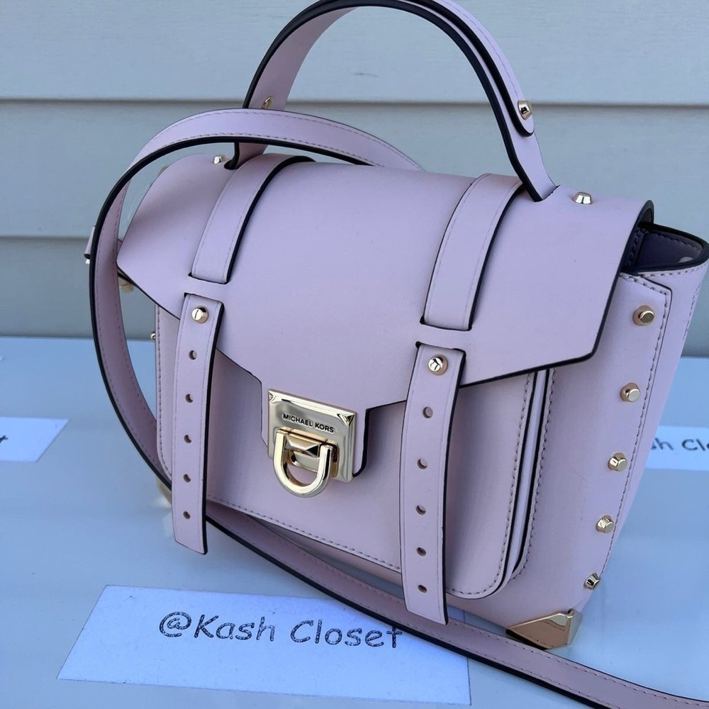 Michael Kors Manhattan Satchel Medium Leather Powder Blush - Picture 4 of 10